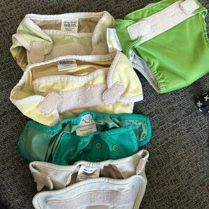 Newborn Cloth Diaper Set - Green, Yellow, Teal, Cream